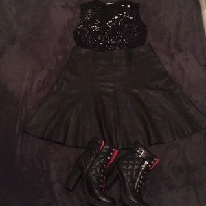 100 % White House| Black Market Leather Skirt